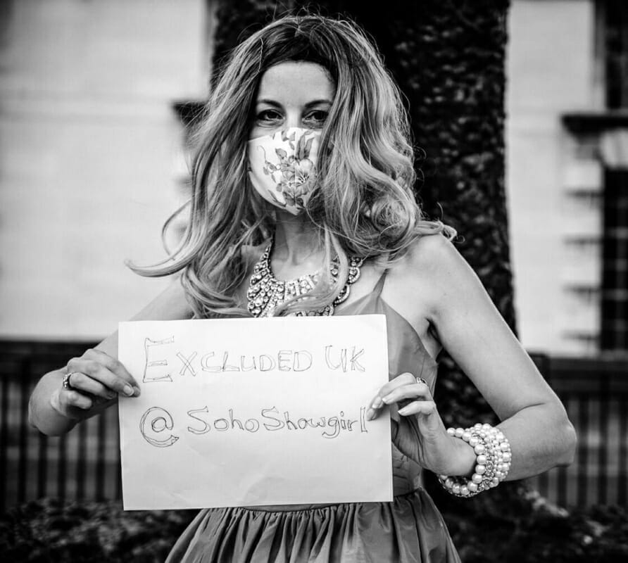 Soho Showgirl Soho Showgirl - ExcludedUK - Panto Parade London - Day of Action