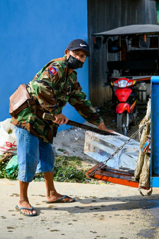 Ice Delivery Guy Ice Delivery Guy - Kampong Luong Silversmith Village - Rural Cambodia - Street Photography Documentary