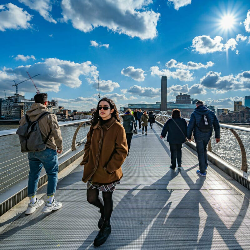 Sunshine Stroll Millennium Bridge - Sunshine Stroll - London Street Photography