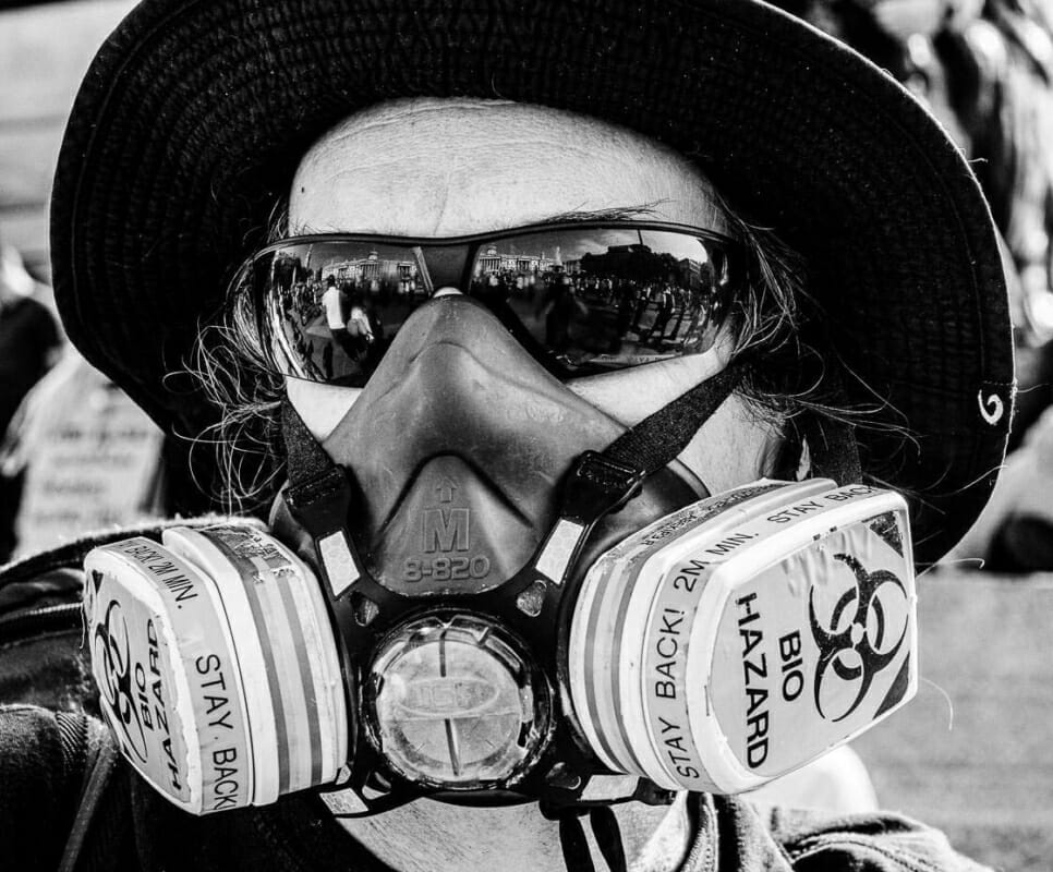 Gas Mask Guy Gas Mask Guy - Resist and Act For Freedom Rally London - Photo Documentary