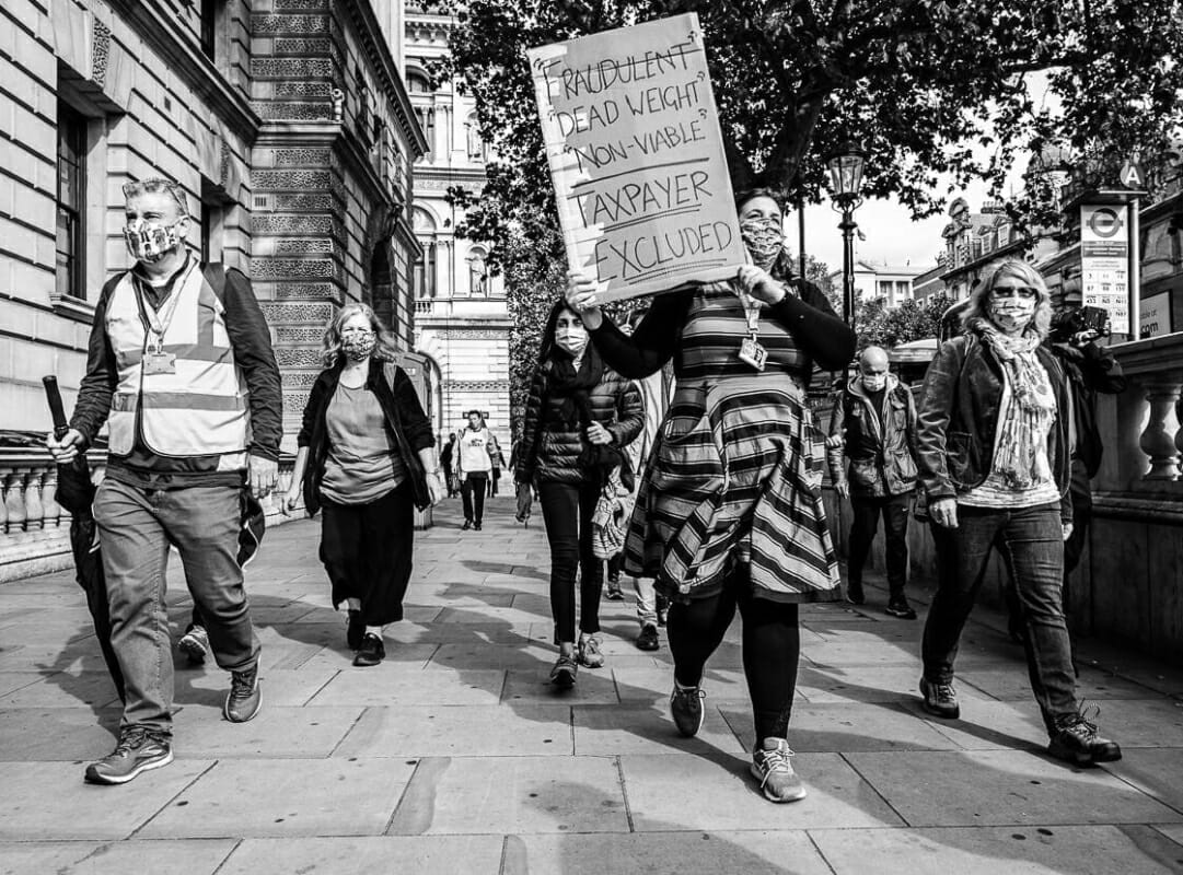 Taxpayer Excluded Taxpayer Excluded - ExcludedUK - Panto Parade London - Day of Action