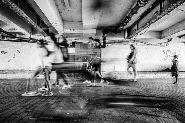 Motion Blur Street Photography - f8.0 - 1/10th Second - ISO 125 - Handheld